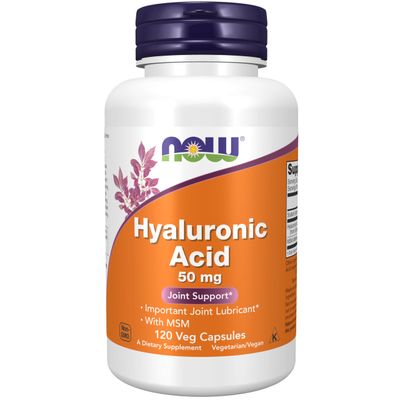 NOW Foods Supplements, Hyaluronic Acid 50 mg with MSM, Joint Support, 120 Veg Capsules