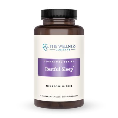 The Wellness Company Restful Sleep 60 Capsules (1 Month Supply) Natural Melatonin-Free Sleep Support Non-GMO, Vegan, Gluten Free for Gently Calming and Relaxing Mind and Body