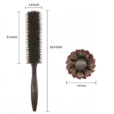 PERFEHAIR Small Round Boar Nylon Bristle Brush -1.8 Inch, Styling Hairbrush for Blow Drying Curling Men Women's Short, Thin, Fine Hair, Natural Wooden Handle
