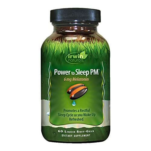 Irwin Naturals Power to Sleep PM - 60 Liquid Soft-Gels - with 6mg Melatonin, GABA, Ashwagandha, Valerian Root L-Theanine - 30 Servings