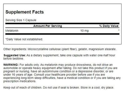 Swanson Triple Strength Melatonin - Natural Sleep Support for Disrupted Sleep Cycles - (60 Capsules, 10mg Each)