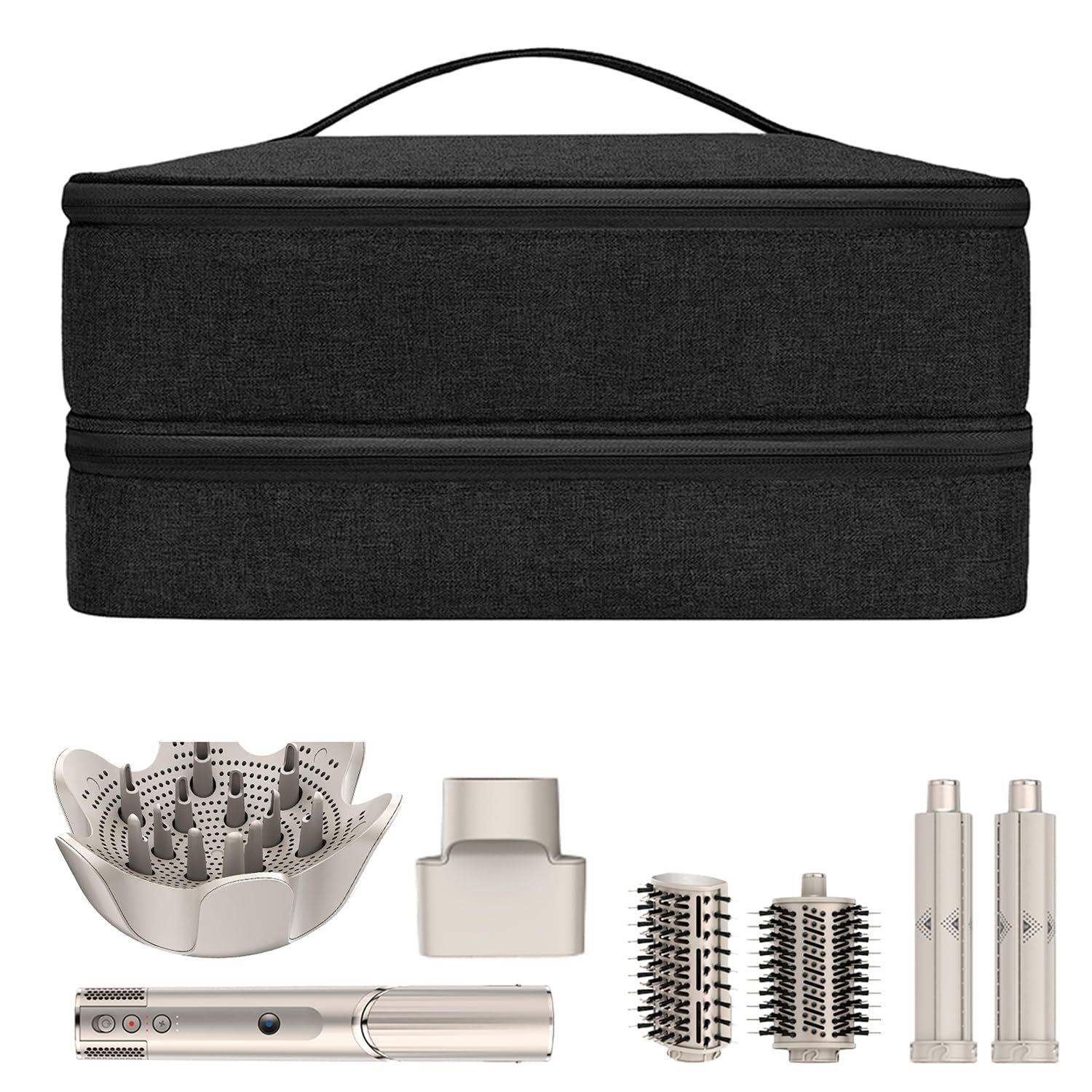 BUBM Travel Carrying Case Compatible with Shark Flexstyle StylerHair Dryer,Double-Layer Hair Hot Tools Storage Bag Compatible with Airwrap StylerSupersonic Hair Dryer and Attachments,Black(Bag Only)