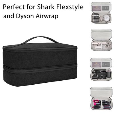 BUBM Travel Carrying Case Compatible with Shark Flexstyle StylerHair Dryer,Double-Layer Hair Hot Tools Storage Bag Compatible with Airwrap StylerSupersonic Hair Dryer and Attachments,Black(Bag Only)