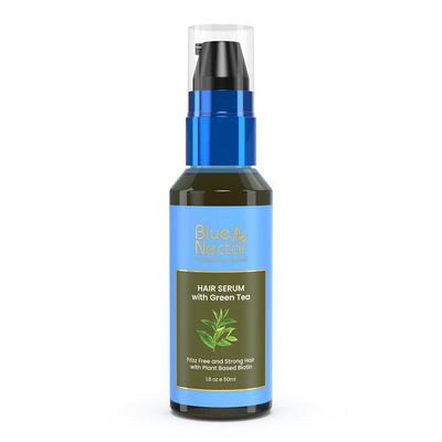 Blue Nectar Anti-Frizz Plant-Based Biotin Serum for Stronger, Frizz-Free Hair for Women Men (12 Herbs, 1.6 Fl oz)