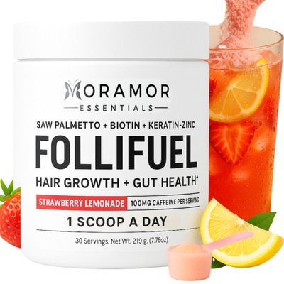Hair Growth Vitamin Drink Thicker Hair, More Energy Gut Support 15 Clinically Backed Ingredients Biotin, Zinc, Caffeine, Cynatine, Saw Palmetto Sugar-Free Hair Supplement for Women Men