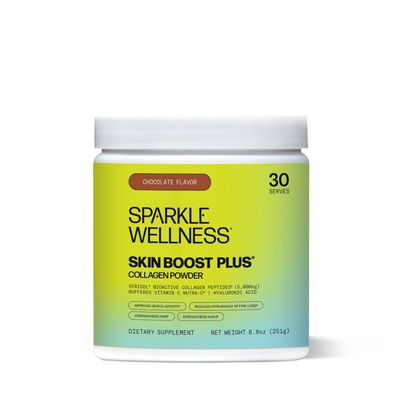 Sparkle Wellness Skin Boost Plus (Chocolate) 30-Serves Collagen Powder Supplement with Verisol Bioactive Hydrolyzed Collagen Peptides, Vitamin C Hyaluronic Acid to Improve Skin Elasticity