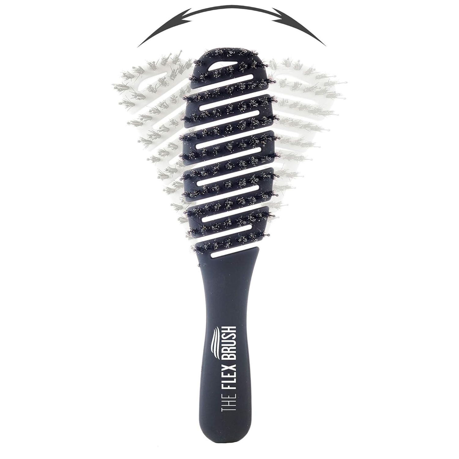 Flex Brush Vented Hair Brush for Blow Drying, Flexible Bristle for Women Kids, Detangling, Massages Scalp for Hair Growth, Lightweight Vented for Faster Drying, Boar Bristle Nylon Mix (Black)