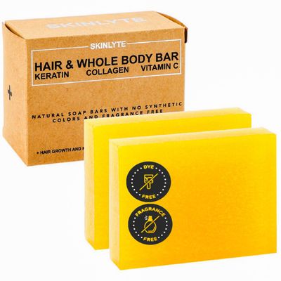 SKINLYTE Natural Hair Whole Body Bar Soap -Hair Skin Treatment- Keratin Collagen Peptides Hair: Promotes Growth, Repair, Strength, Bounce Skin: Elasticity, Cell Turnover -wOrganic Sulfur
