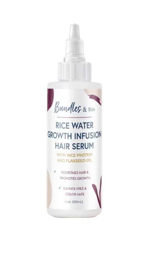 Bundles Bits Rice Water Serum for Hair Growth, Thinning Hair and Hair Loss I Sulfate Free, Paraben Free, All Hair Types, 4oz