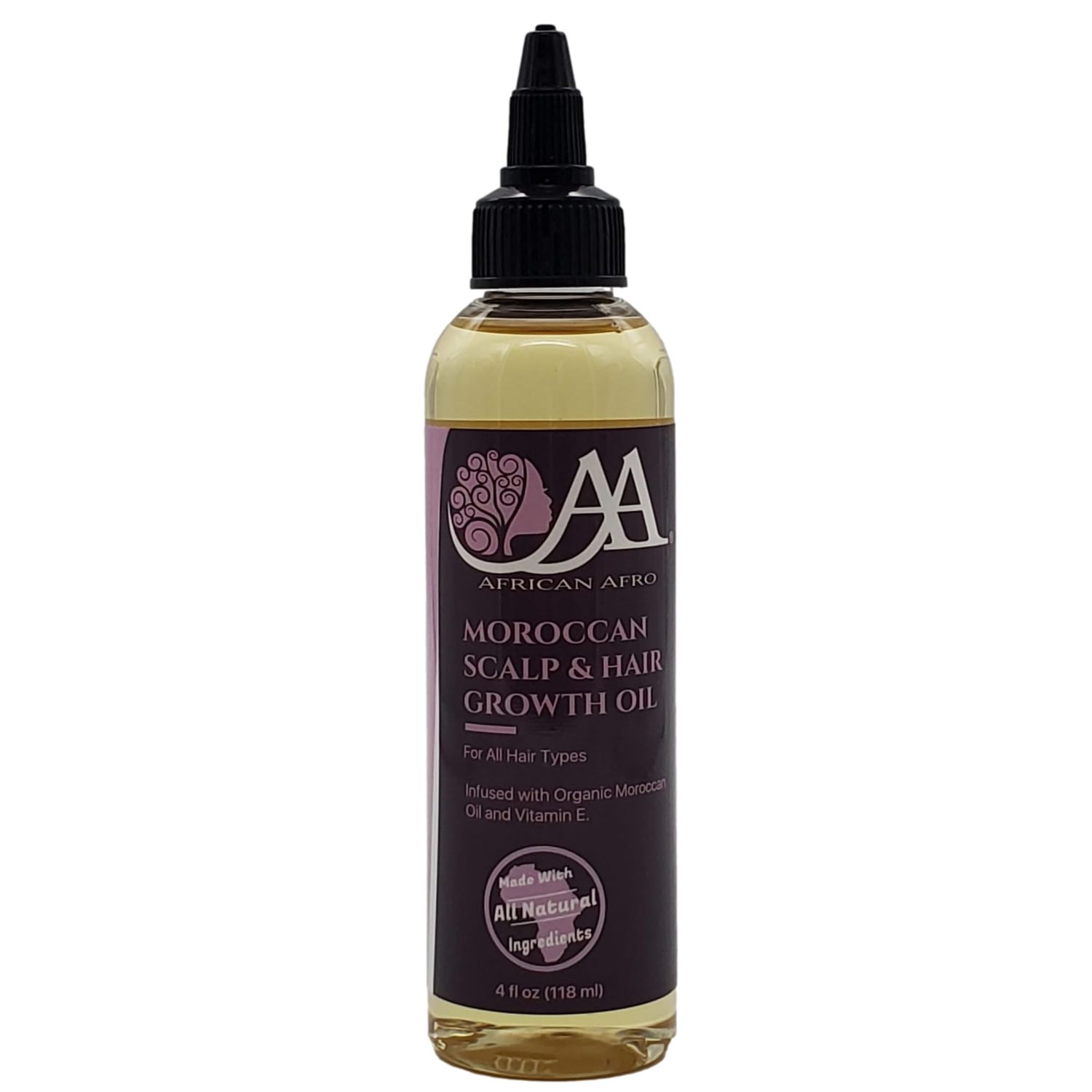 African Afro Moroccan Scalp Hair Growth Oil, Hair Oil for Dry, Damaged Hair, Argan Oil Hair Serum for All Hair Types, All Natural Scalp and Hair Care, Cruelty-Free Hair Moisturizer, 4 Fl Oz