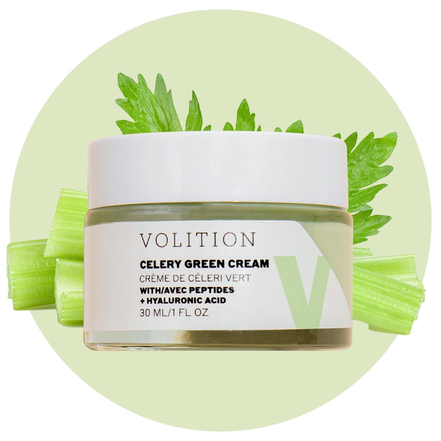 Volition Beauty Celery Green Cream with Hyaluronic Acid Peptides - Purifies, Minimizes Pores and Controls Oil - 1oz