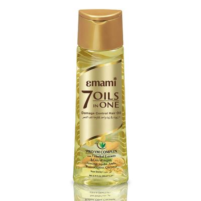 Emami 7-in-1 Hair Oil Herbal Formula for Damage Control Non-Sticky Lightweight Reduces Hair Fall Dandruff Strengthens Hair 6.76 Fl Oz (200ml)