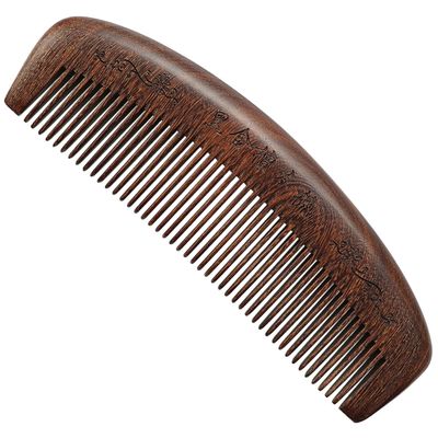 Ebony Hair Comb, Fine Tooth Crescent Wood Comb, Natural Horn Wood Sandalwood Comb, Semi Circular Wooden Comb for Curly Hair, Vintage Fine Tooth Hair Comb, Handmade Wooden Comb for Women Men