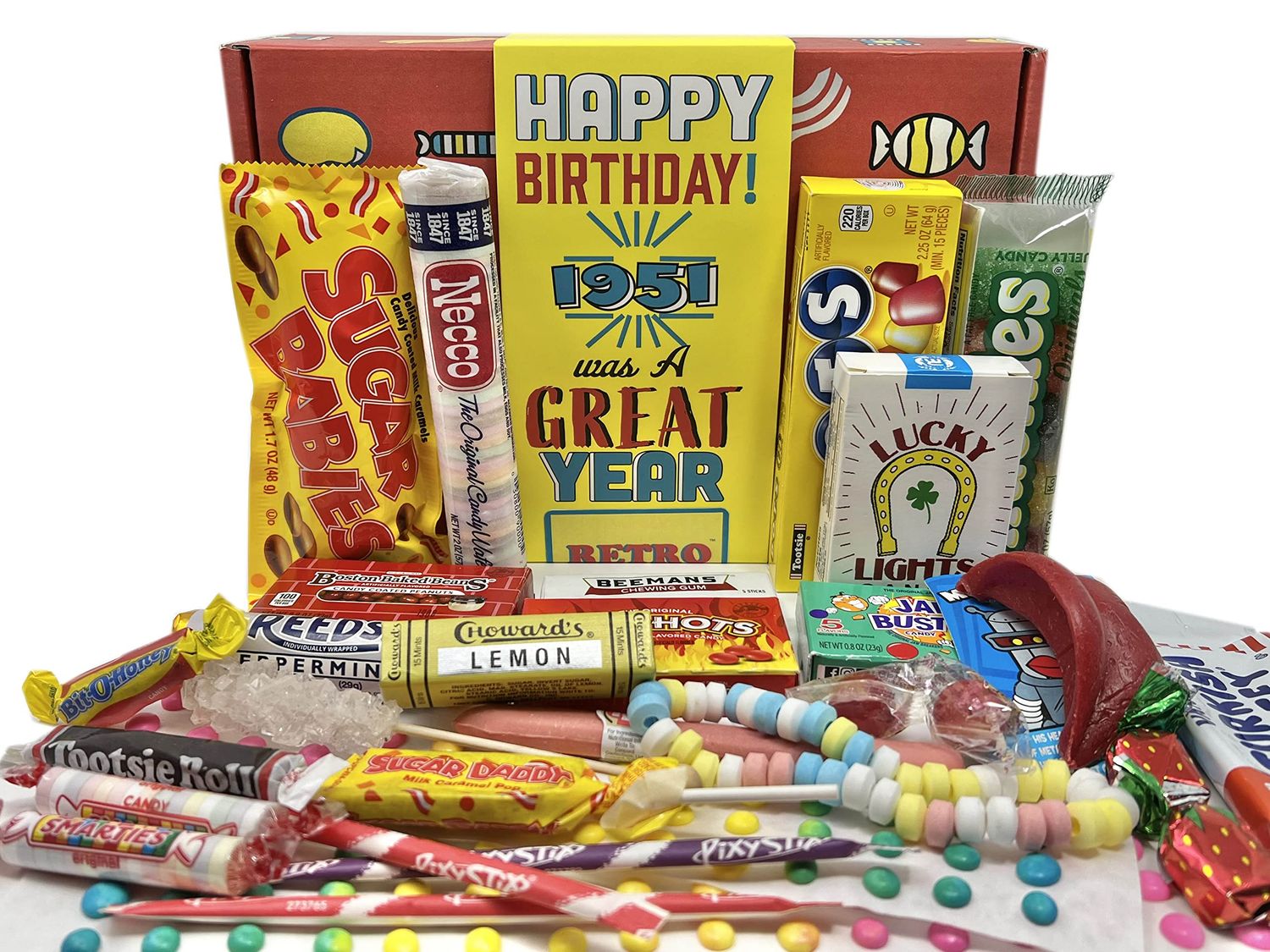RETRO CANDY YUM 1951 74th Birthday Box Nostalgic Candy Mix from Childhood for 74 Year Old Man or Woman Born 1951 Jr