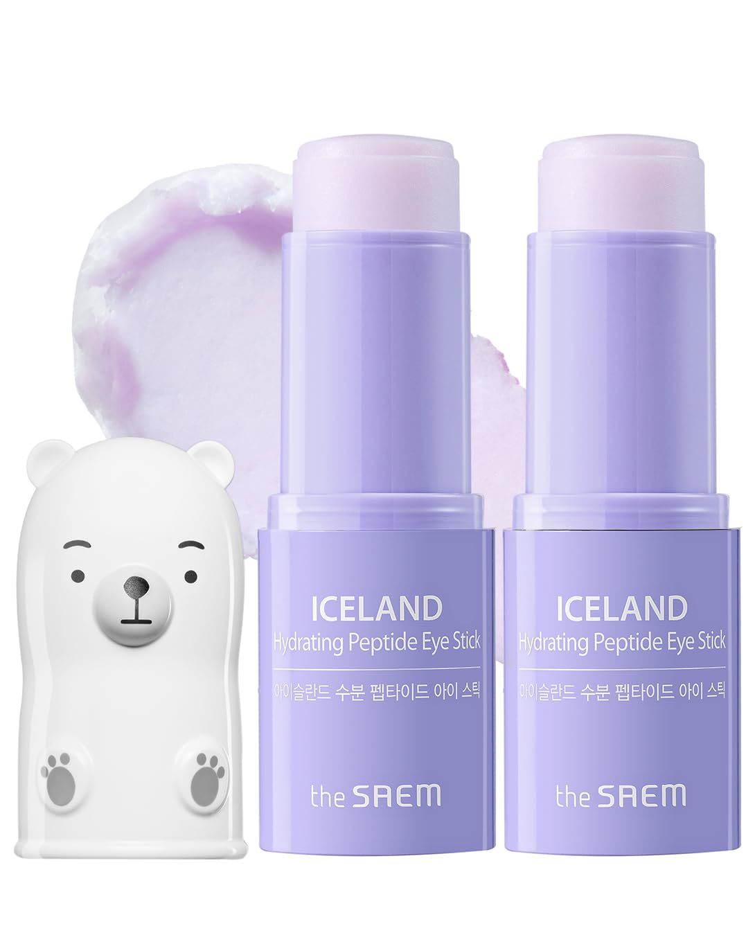 THESAEM Iceland Hydrating Peptide Eye Stick 0.24oz - Elasticity, Cooling, Moisturizing Eye Balm for Loose Skin - Under Eye Treatment - Balm to Smooth Skin Texture - Daisy Flower Scent, 2 Pack