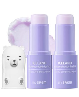 THESAEM Iceland Hydrating Peptide Eye Stick 0.24oz - Elasticity, Cooling, Moisturizing Eye Balm for Loose Skin - Under Eye Treatment - Balm to Smooth Skin Texture - Daisy Flower Scent, 2 Pack