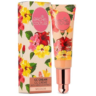 Rachel Couture CC Cream Color Correcting Cream with Hyaluronic Acid Full Coverage Foundation Hydrating Anti-Aging Serum Vegan Cruelty Free - 1.18 Fl Oz - Medium