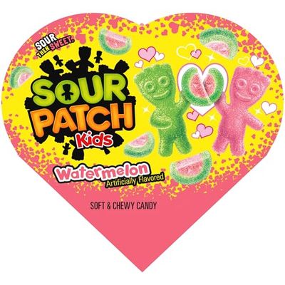 SOUR PATCH KIDS Watermelon Soft Chewy Valentines Day Candy, 3.4 oz Heart Shaped Box