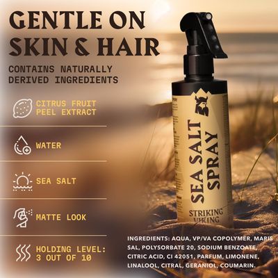 Striking Viking Sea Salt Spray for Men, Citrus Scent, Hair Texturizing Spray - Volumizing, Curl Enhancing, Shape Hold, 6.76 fl Oz, Paraben Free, Made in Germany