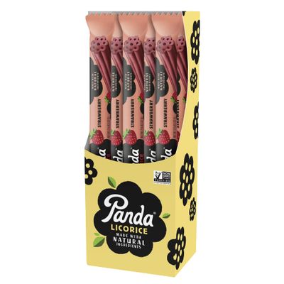 Panda Natural Soft Strawberry Licorice Licorice Candy Made with Natural Colors and Flavors Non-GMO Project verified Vegan Fat Free 32 Gr - 1,125 OZ x 20 Bars Pack