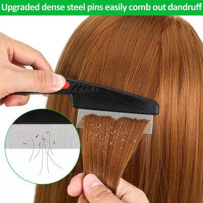 Yuanchu 4 Pcs Dandruff Fine Tooth Comb Set, Stainless Steel Scalp Comb for Dandruff Removal Multifunctional Hairbrush with Rounded Teeth Double Side Hair Combs for Women Men Pet(green)