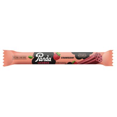 Panda Natural Soft Strawberry Licorice Licorice Candy Made with Natural Colors and Flavors Non-GMO Project verified Vegan Fat Free 32 Gr - 1,125 OZ x 20 Bars Pack