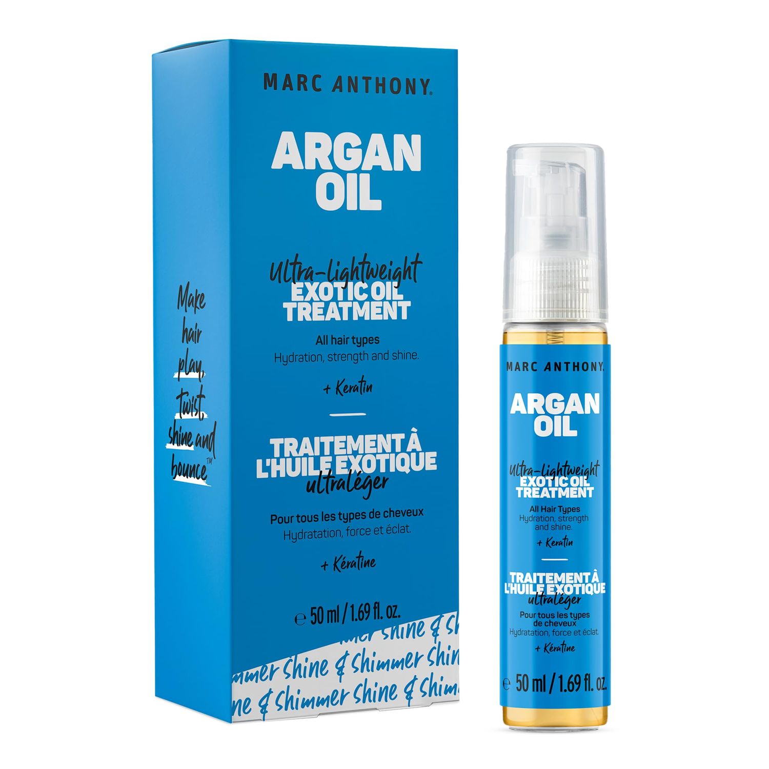 Marc Anthony Exotic Argan Oil Treatment with Keratin - Ultra-Lightweight Hair Oil Treatment Hydrates Strengthens for Shiny, Healthy-Looking Hair for All Hair Types - Sulfate Paraben Free
