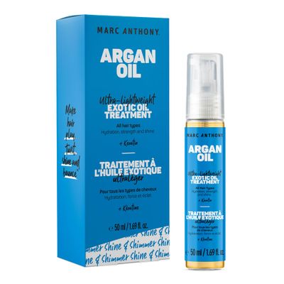 Marc Anthony Exotic Argan Oil Treatment with Keratin - Ultra-Lightweight Hair Oil Treatment Hydrates Strengthens for Shiny, Healthy-Looking Hair for All Hair Types - Sulfate Paraben Free