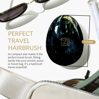 B to Z Edit Travel Hairbrush - Mini Hair Detangler for Women Teens Kids - Sensory Scalp Massager - Small Portable Comb - Thick, Curly, Straight, Wet, Dry - Compact Detangler - Purse Essentials