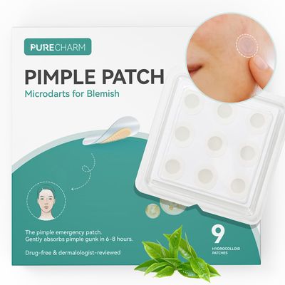 Pimple Patches Microdarts for Blemish - Medical Grade Hydrocolloid Acne Dots for Face Covering Spots, with Salicylic Acid, Tee Tree Oil and Hyaluronic acid, 9 Patches (18mm)