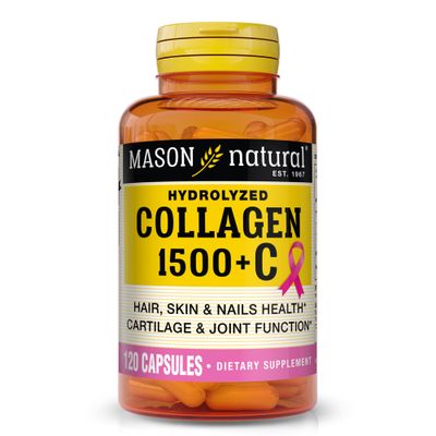 MASON NATURAL 1500mg Collagen with Vitamin C, Biotin, and Calcium, 40-Day Supply, Supplement for Hair, Skin, and Nails, Capsules