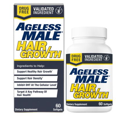 Ageless Male Hair Growth - Hair Growth for Men, Saw Palmetto, Biotin, Horsetail Extract, Supports Healthy Hair Density Growth, 60 Softgels