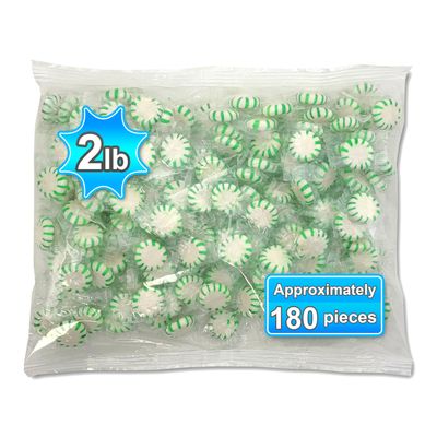 Starlight Spearmint Candy (2 Pound Bag) Individually Wrapped. (2 lb) Made with real Mint Oil and Natural Spearmint.