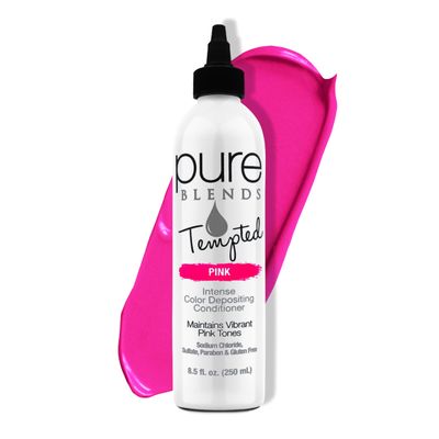 Pure Blends Tempted Pink Intense Color Depositing Conditioner - Brighten and Tone Faded Hair with Semi-Permanent , Prevents Fade, Extends Vibrant Tones for Dyed Hair, 8.5 Oz.