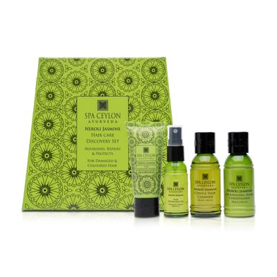 SPA CEYLON Neroli Jasmine Hair Care Discovery Set Haircare for Damaged Coloured Hair Shampoo Conditioner, Hair Mask, Hair Oil Strengthens Balances Scalp