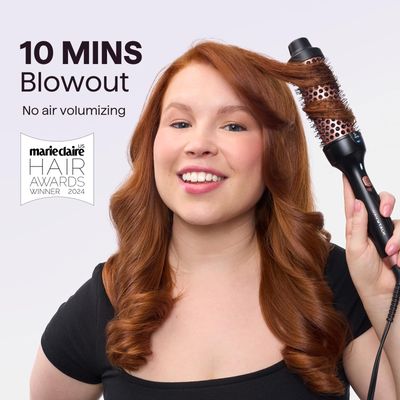 Wavytalk Updated Version Thermal Brush for Blowout Look, Blowout Express 1.5 Inch Ionic Thermal Round Brush Makes Hair Smoother Get Natural Curls, Dual Voltage, Easy to Use