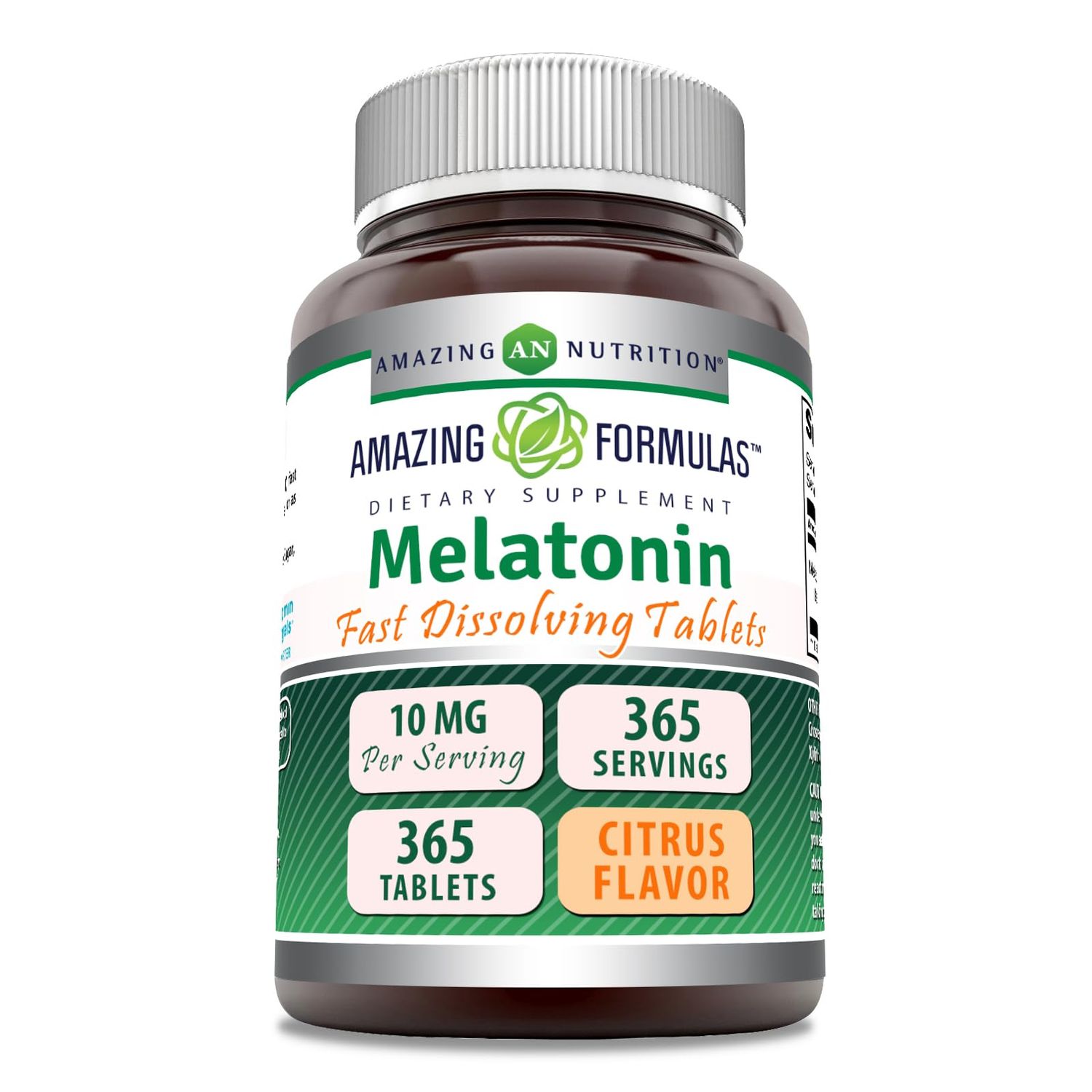 Amazing Formulas Melatonin Fast Dissolve 10 Mg Tablets Non-GMO Gluten Free Made in USA (365 Count Citrus)