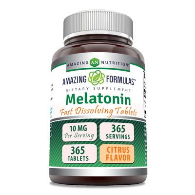 Amazing Formulas Melatonin Fast Dissolve 10 Mg Tablets Non-GMO Gluten Free Made in USA (365 Count Citrus)