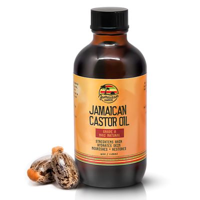 Jamaican Amber Organic Castor Oil - Cold Pressed, 4 fl oz118 ml - For Hair Strength, Growth, Eyelashes, Eyebrows, Scalp Health and Daily Moisturizing