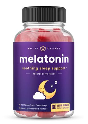 NutraChamps Melatonin Gummies for Kids Adults, Natural Sleep Aid Drug-Free, Vegan Berry Flavor Kids Melatonin Gummy Supplement, 2.5mg, 5mg or 10mg Dose, Sleeping Pills Substitute