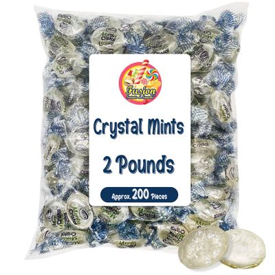 Arcor Crystal Mints Hard Candy - 2 Pound Blue Crystal Mint Candy Individually Wrapped, Breath Mint