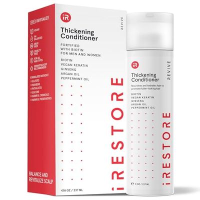 iRESTORE Biotin Hair Conditioner for Damaged Dry Hair - Good for Fine Hair Growth, Volumizing Thickening Conditioner with Ginseng Argan Oil to Moisturize, Pair With Hair Loss Shampoo