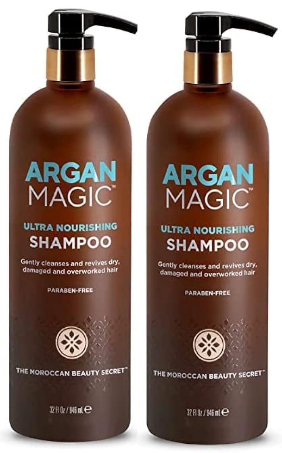 Argan Magic Ultra Nourishing Shampoo - Argan Oil and Antioxidants to Nourish and Restore Damaged and Over-Processed Hair Types Made in USA, Paraben Free, Cruelty Free (32 oz, 2 Pack)