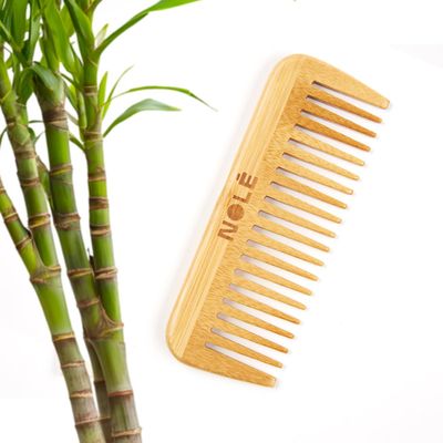 NOLE Bamboo Wide Tooth Comb - Detangling Hair Brush, Perfect Wide tooth Comb for Curls and Waves, Anti-Static, Gentle on Natural Curly and Wavy Hair, For Men and Women