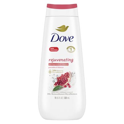 Dove Rejuvenating Body Wash for renewed, healthy-looking skin Pomegranate Hibiscus gentle body cleanser nourishes and revives skin 325 ml