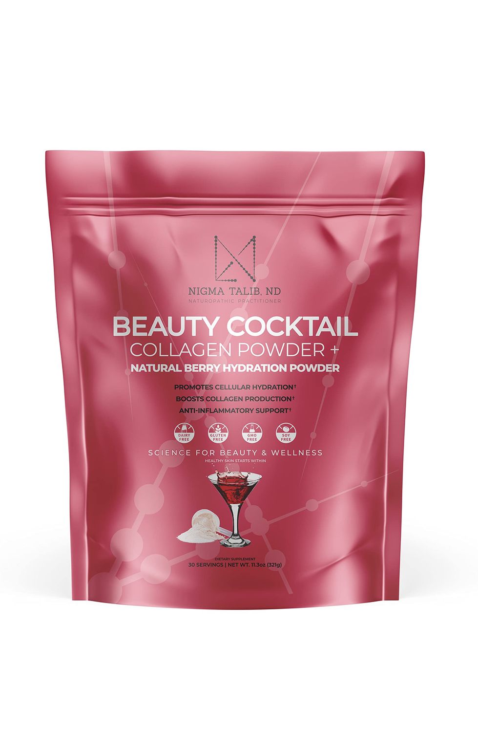 DR. NIGMA Beauty Cocktail Collagen Powder (Pouch) Science-Based Beauty and Wellness Powerful Combo of Vital Nutrients to Support Optimal Health and Vitality 30 Servings Net Wt. 11.3 oz321 g