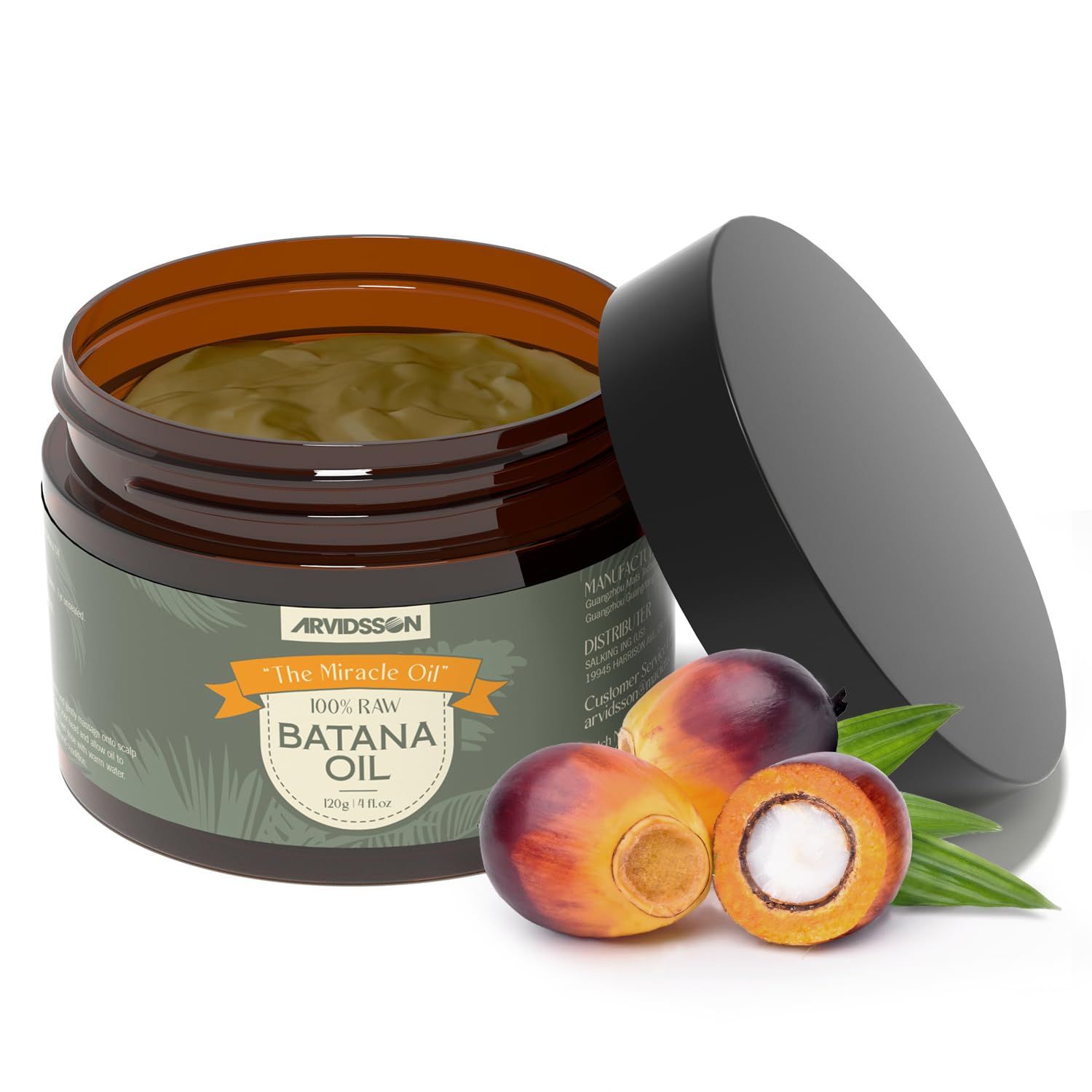 100 Raw Batana Oil for Hair Growth, Unrefined, Sourced From Honduras, Promotes Hair Thickness, Eliminates Split Ends Increases Shine for Men Women, 4 OZ