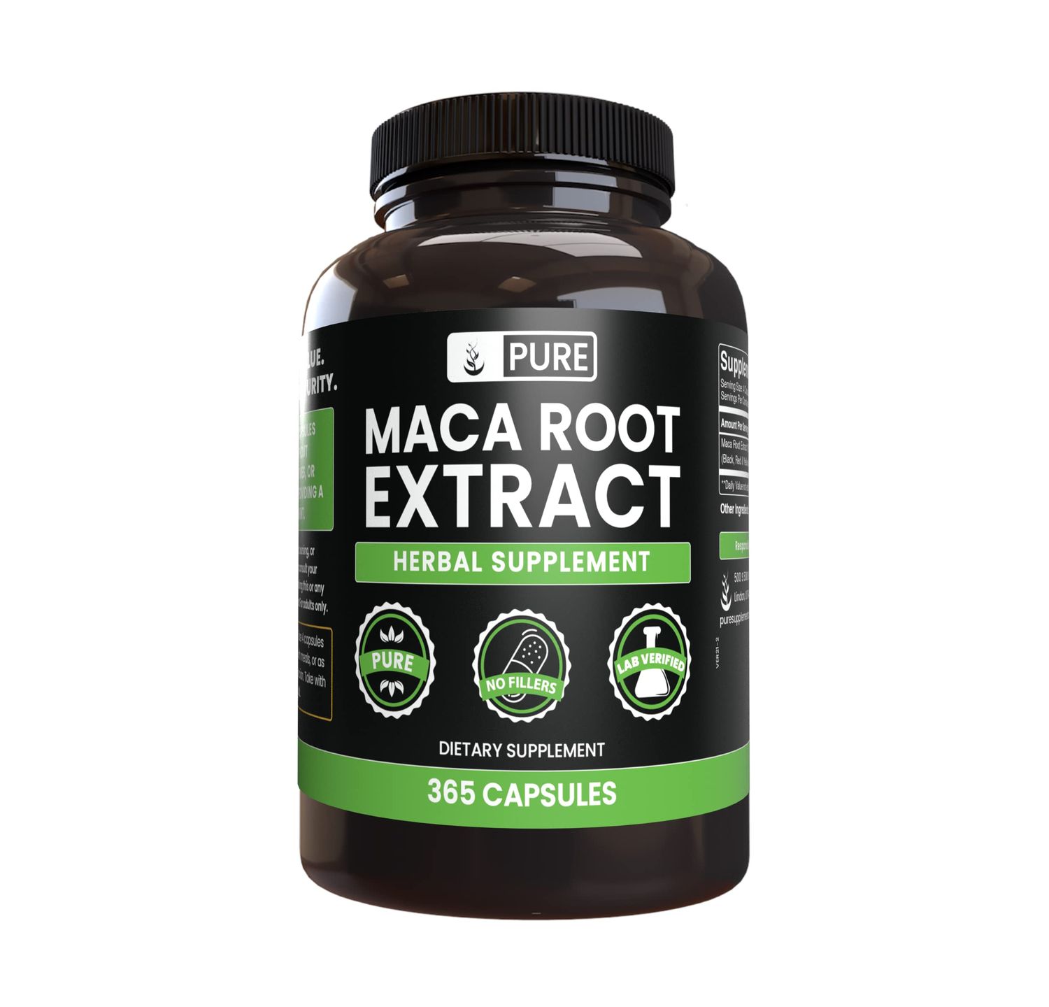 Pure Original Ingredients Maca Root (365 Capsules) No Magnesium Or Rice Fillers, Always Pure, Lab Verified
