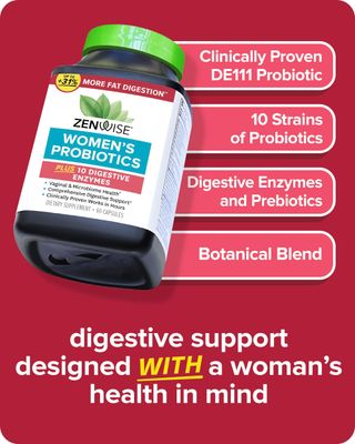 Zenwise Health Probiotics for Women - Digestive Enzymes for Bloating Relief, Vaginal Health, and Gut Flora Health, Daily Women Probiotic Prebiotic Supplement for Digestive Health - 60 CT