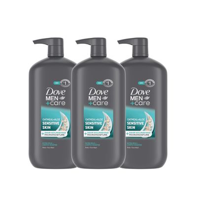 DOVE MEN CARE Body Face Wash Sensitive Skin 3 count For Hydrated, Smooth Skin 30 fl oz